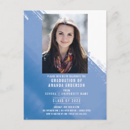 Cartão Postal Festa de Formatura de Foto em Aquarela Azul 