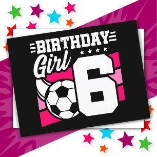Cartão Postal Festa de Futebol de 6 Anos de Idade para Menina de