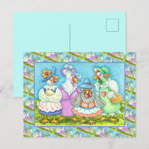 Cartão Postal FESTA DE GALINHAS, AMIGAS CAMPESTRES EMPLUMADAS En