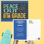 Cartão Postal Festa de Graduação de Paz Fora do 8º ano<br><div class="desc">Formando, é hora de gritar "paz fora" para a 8ª série e celebrar sua formatura! Certifique-se de que a sua última festa do 8º ano seja uma para lembrar com o convite perfeito. Nossos pacotes de convites de festas do 8º ano oferecem uma maneira simples e na moda de marcar...</div>