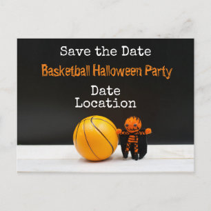 Cartão Postal Festa de Halloween de basquete salvar a data