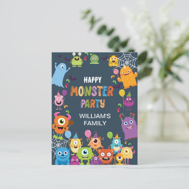 Cartão Postal Festa De Halloween De Monstro De Figurino Bonito P (Em pé/Frente)
