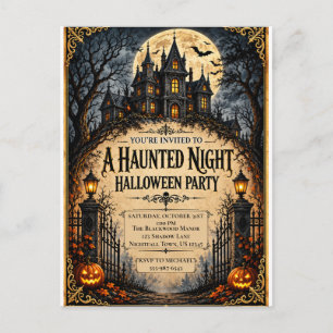 Cartão Postal Festa de Halloween em Casa Assombrada Gótica Assom