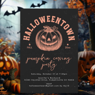 Cartão Postal Festa de Halloween Laranja Preto Abóbora Moderna