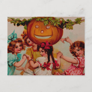 Cartão Postal Festa de Halloween Pumpkin Vintage Art
