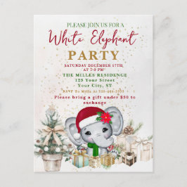 Cartão Postal Festa de Intercâmbio de Presentes Elefante Branco