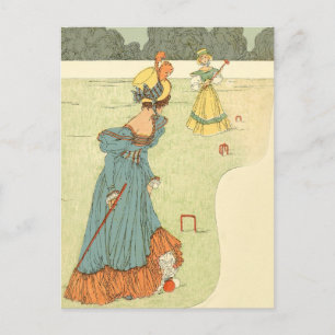 Cartão Postal Festa de Jardim Vintage de Croqué para Senhoras Vi