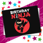 Cartão Postal Festa de Karate Kids Artes Marciais Aniversário Ni<br><div class="desc">Este design de aniversário Ninja faz um presente perfeito para o tema de festa de aniversário ninja de uma criança. Apresenta símbolo japonês para Ninjutsu com círculo vermelho de bandeira japonesa e cartoon ninja karateije o aniversariante ou a garota vai amar! O design de aniversário Ninja para meninos e meninas...</div>