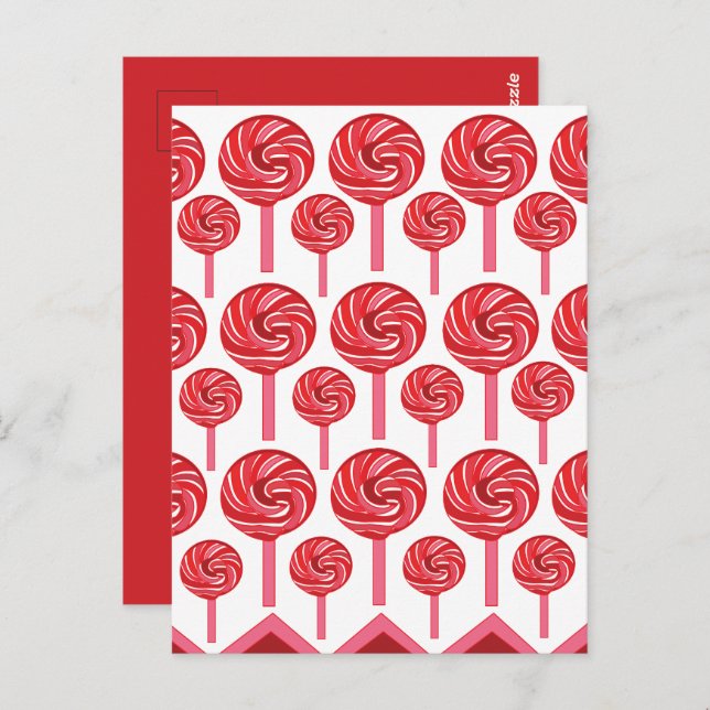 Cartão Postal Festa de Lollipop Doce Doce Doce do Candy (Frente/Verso)