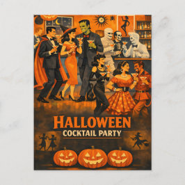 Cartão Postal Festa de Martini de Halloween no Estilo Moderno de
