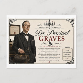 Cartão Postal Festa de Mistério de Assassinato dos Anos 1940 Dr.