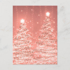 Cartão Postal Festa de Natal, Árvores Espumantes, Rosa Dourado