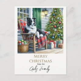 Cartão Postal Festa de Natal Collie de Borda Fofa 