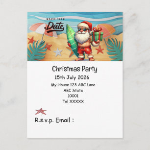 Cartão Postal Festa de Natal com PAPAI NOEL Salve a data