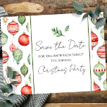 Cartão Postal Festa de Natal da Família Retroativa Salve a Árvor<br><div class="desc">Design de Natal com uma aquarela divertida. Todo o texto é ajustável e fácil de mudar para as necessidades do seu próprio partido. Salve os cartões postais da festa de Natal da família Date.</div>