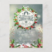 Festa de Natal de Ano Novo Holly Wreath Snow