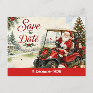 Cartão Postal Festa de Natal de golfe no par com Papai Noel 