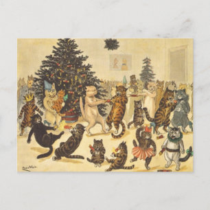 Cartão Postal Festa de Natal de Louis Wain