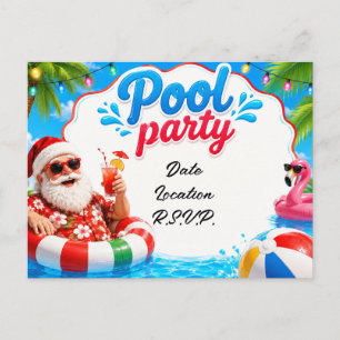 Cartão Postal Festa de Natal em Julho na Piscina com Papai Noel