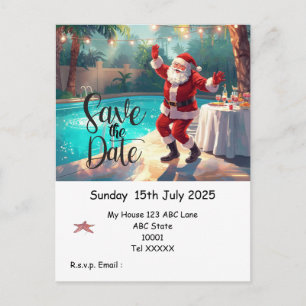 Cartão Postal Festa de Natal na Piscina – Papai Noel Salva a Dat