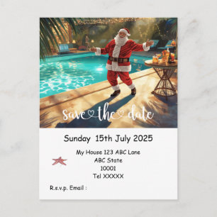 Cartão Postal Festa de Natal na Piscina – Papai Noel Salva a Dat
