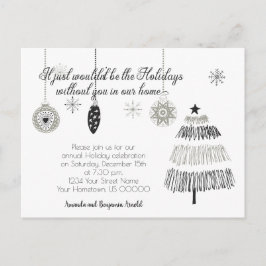 Cartão Postal Festa de Natal Negra e Prateada Convidar |