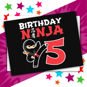 Cartão Postal Festa de Ninja de Karate de 5 Anos Crianças 5º Ani