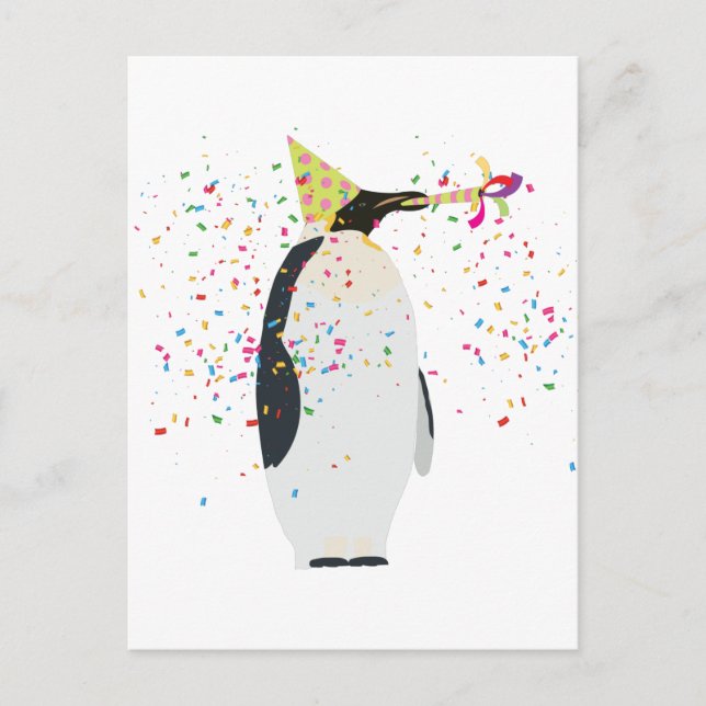 Cartão Postal Festa de Pinguins - Animais se Divertindo (Frente)