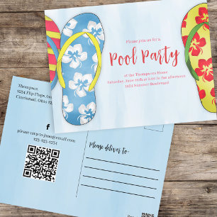 Cartão Postal Festa de Piscina de Aquarela de Verão, Personaliza