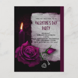 Cartão Postal Festa de Rosa, Vela e Namorados Gótica