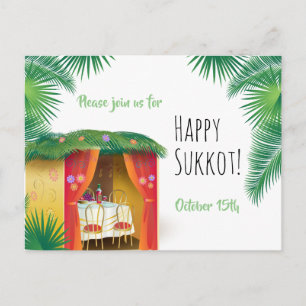 Cartão Postal Festa de Sukkot Festa na Cabana Sukkah Lulav & Etr