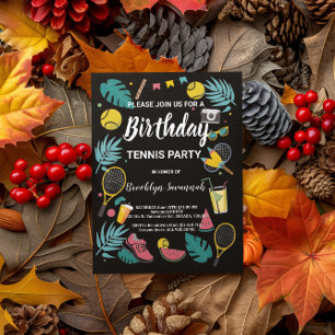 Cartão Postal Festa de Tenis de Aniversário Summer Splash