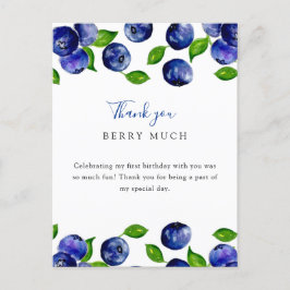 Cartão Postal Festa de um ano de Berry Fofa Mirtilo Obrigada