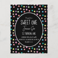 Festa de Um Ano Pontos de Aquarela Preto