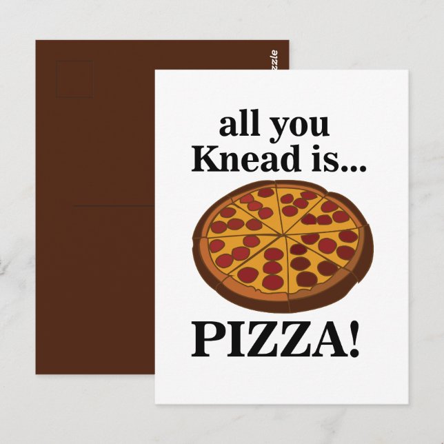 Cartão Postal Festa Divertida de Pizza de Pepperoni (Frente/Verso)