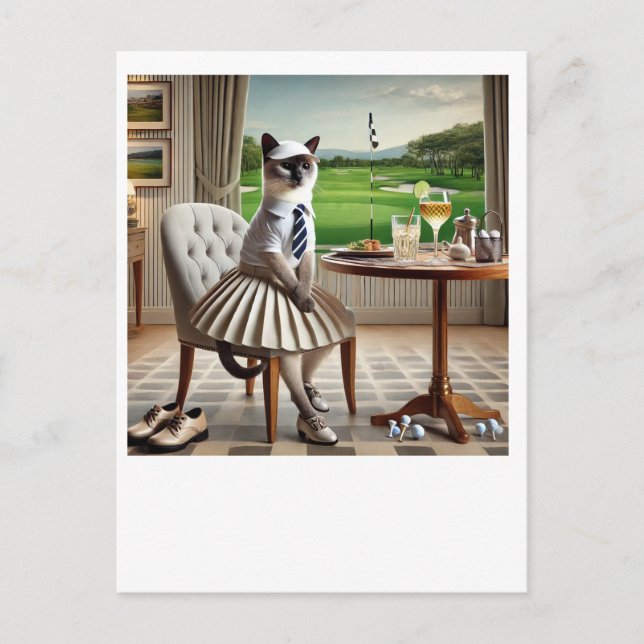 Cartão Postal Festa do clube de golfe para amantes de gatos (Frente)