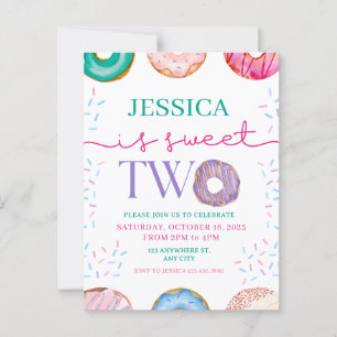 Cartão Postal Festa Doce Donut Aniversário de dois 2 anos