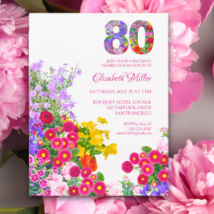 Cartão Postal Festa Elegante Jardim Floral de 80 Anos