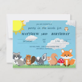 Cartão Postal Festa Fofa no Animais da Floresta Aniversário de C