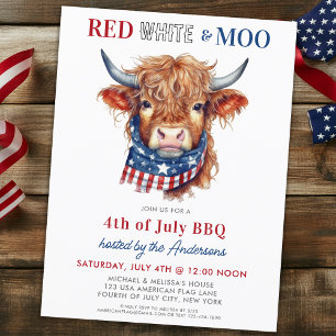 Cartão Postal Festa Patriótica Cow 4 De Julho
