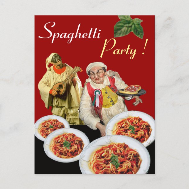 Cartão Postal FESTA SPAGHETTI,Cozinha Italiana Recebe Vermelho (Frente)