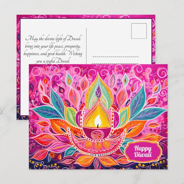 Cartão Postal Festas Radiantes: Uma Celebração Dazecore (Frente/Verso)