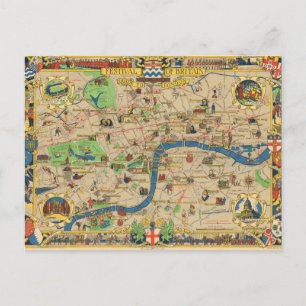 Cartão Postal Festival da Grã-Bretanha: Guia para o Mapa de Lond