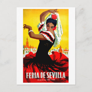 Cartão Postal Festival de Sevilha, dançarina espanhola, mulher, 