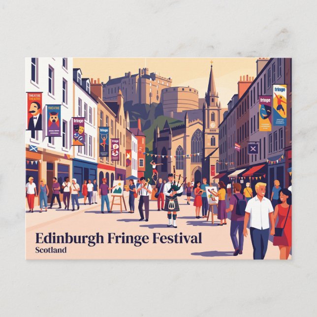 Cartão Postal Festival Fringe de Edimburgo Escócia (Frente)