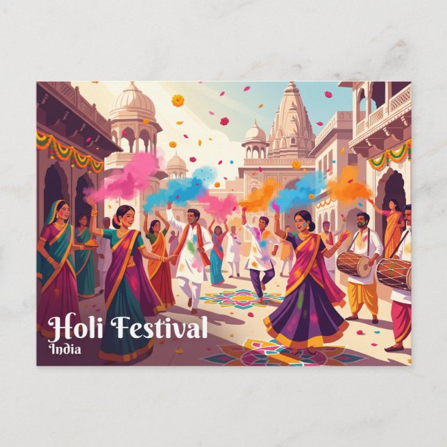 Cartão Postal Festival Holi, Índia (Frente)