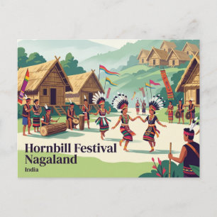 Cartão Postal Festival Hornbill, Aldeia Patrimonial Kisama Índia