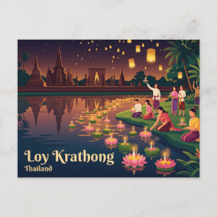 Cartão Postal Festival Loy Krathong, Tailândia