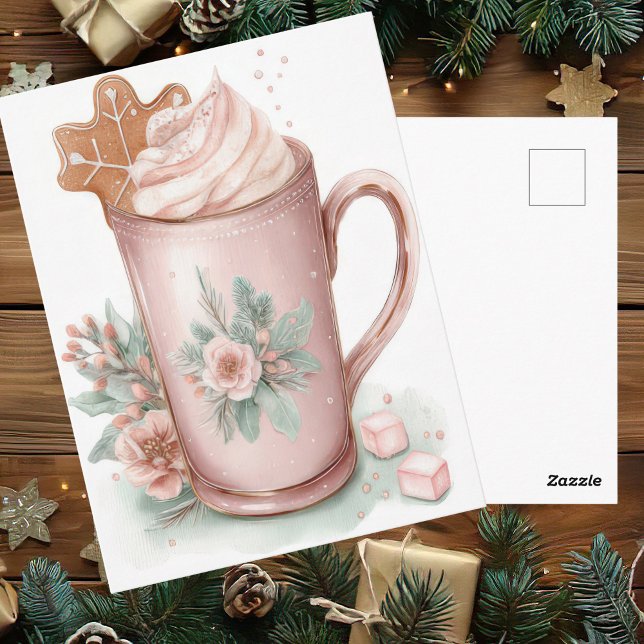 Cartão Postal Festive and elegant Pastel Christmas Mug (Criador carregado)