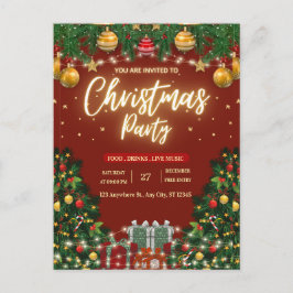 Cartão Postal Festive Christmas Party Invitation